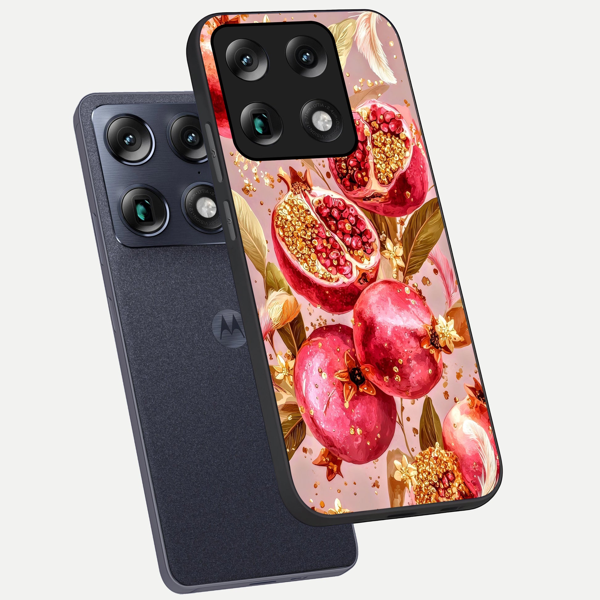  Golden Bloom Glow phone case For Moto Signature showing premium glass back cover with detailed artwork