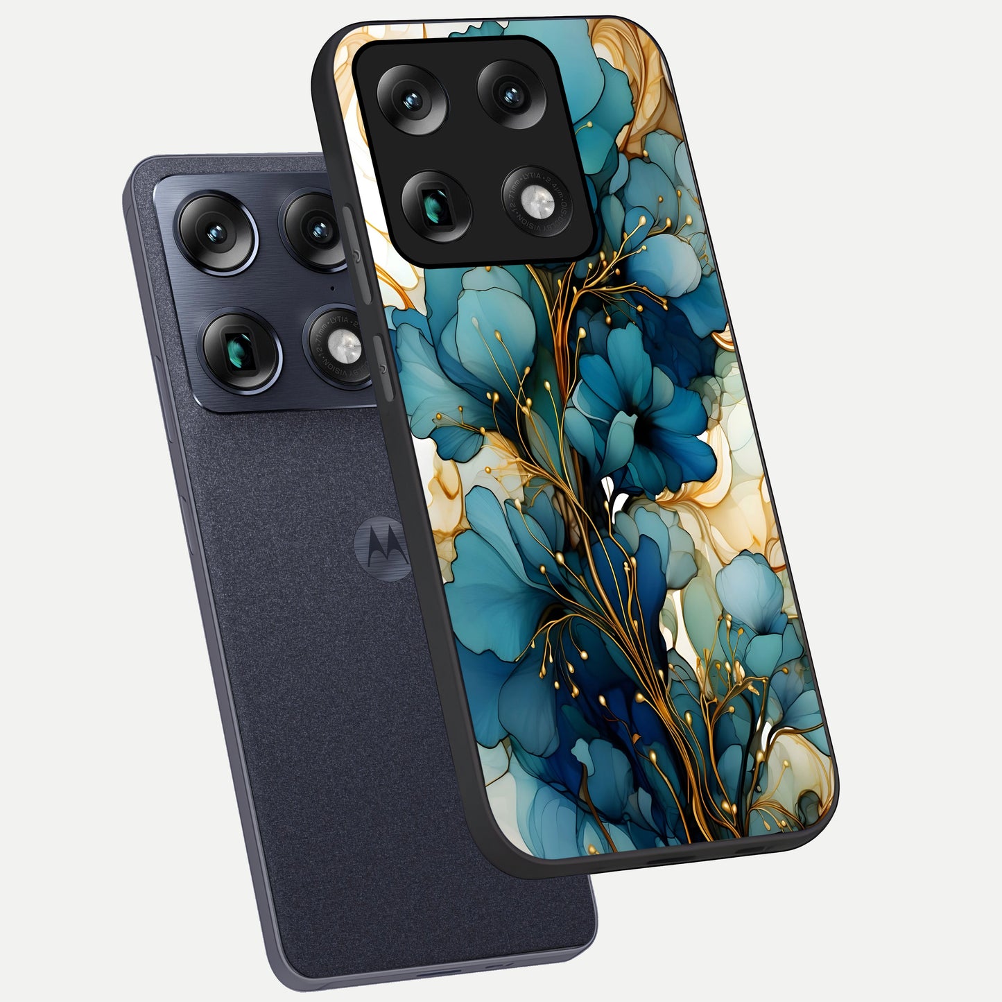  Golden Bloom Symphony phone case For Moto Signature showing premium glass back cover with detailed artwork