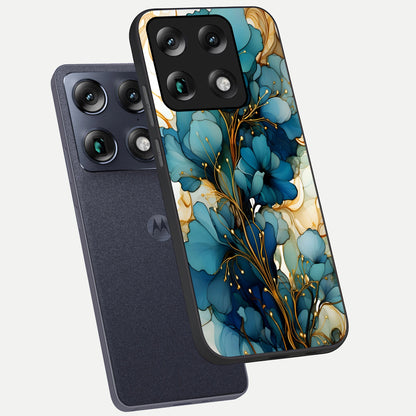  Golden Bloom Symphony phone case For Moto Signature showing premium glass back cover with detailed artwork