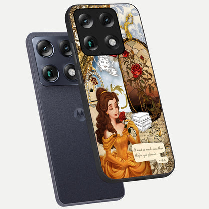  Golden Dream Belle phone case For Moto Signature showing premium glass back cover with detailed artwork