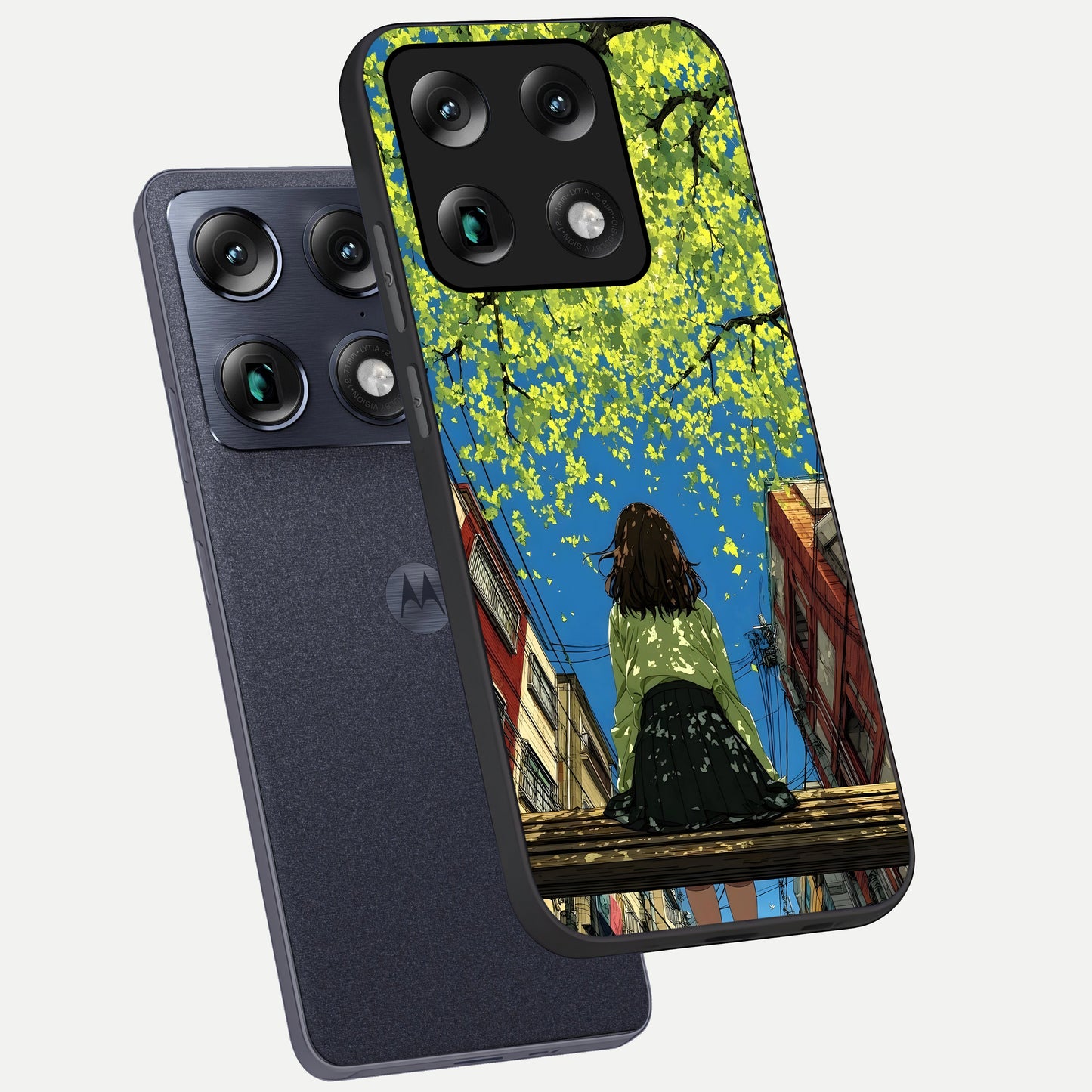  Golden Leaves Glow phone case For Moto Signature showing premium glass back cover with detailed artwork