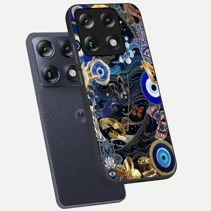  Golden Moon Magic phone case For Moto Signature showing premium glass back cover with detailed artwork