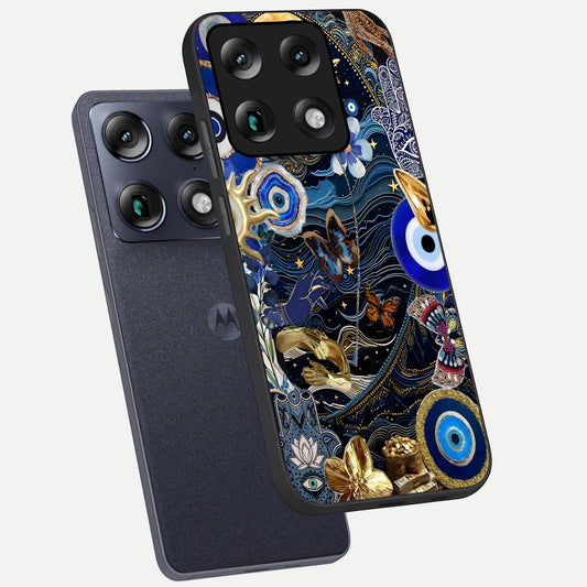  Golden Moon Magic phone case For Moto Signature showing premium glass back cover with detailed artwork