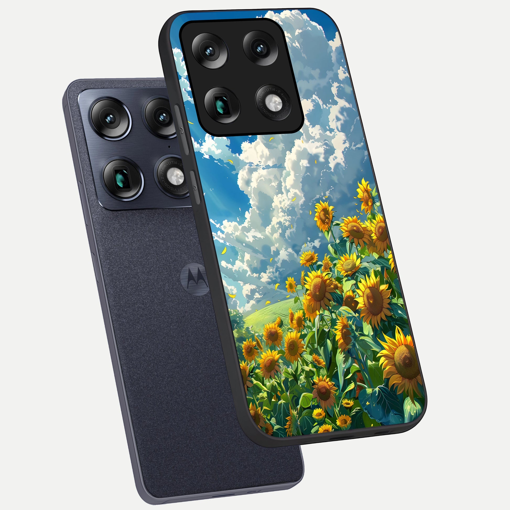  Golden Sun Glory phone case For Moto Signature showing premium glass back cover with detailed artwork