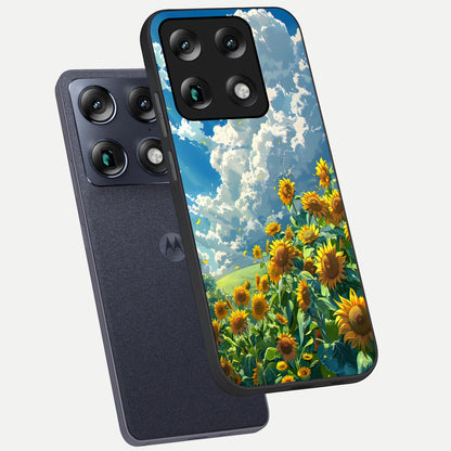  Golden Sun Glory phone case For Moto Signature showing premium glass back cover with detailed artwork