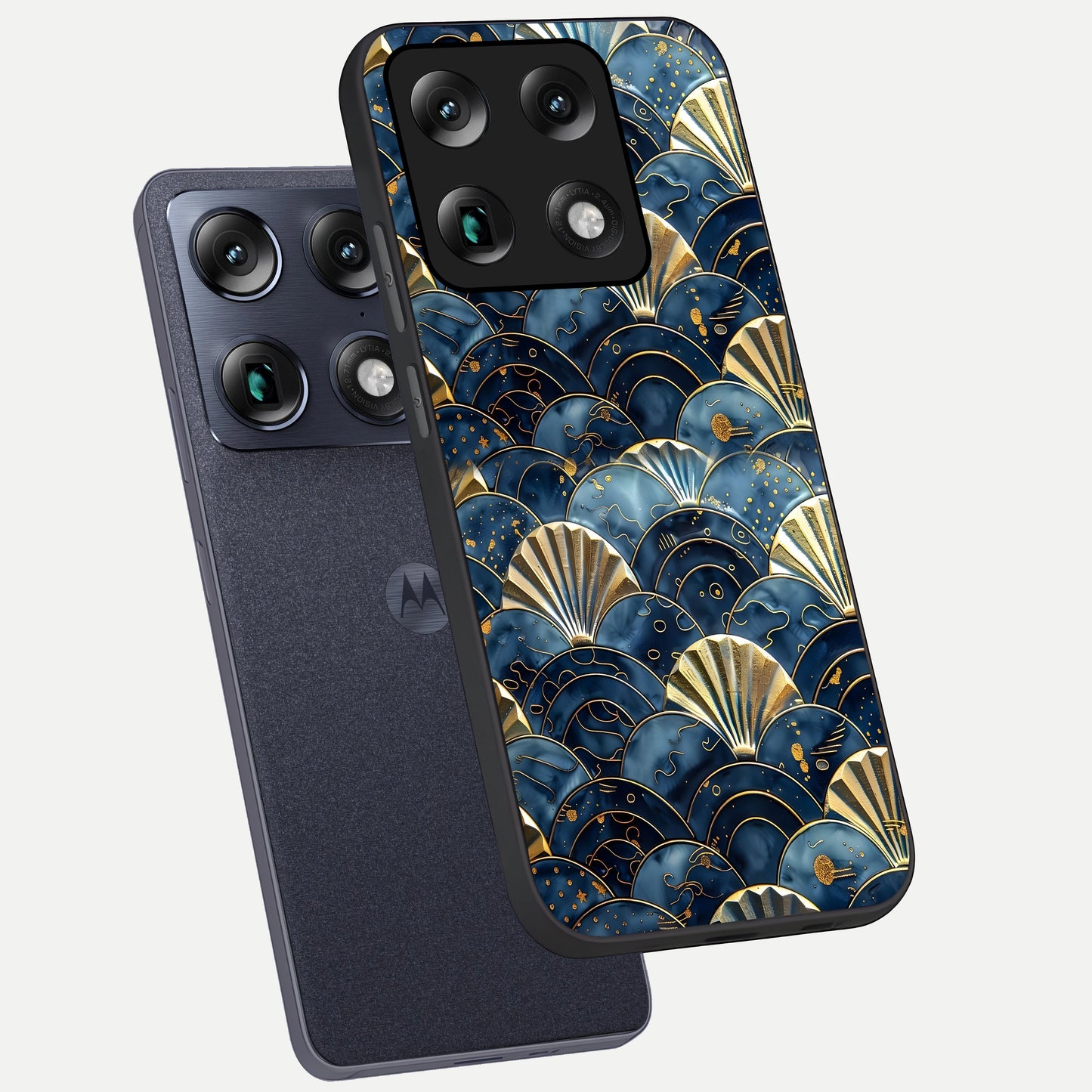 Golden Wave Luxe phone case For Moto Signature showing premium glass back cover with detailed artwork