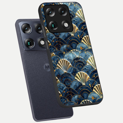  Golden Wave Luxe phone case For Moto Signature showing premium glass back cover with detailed artwork