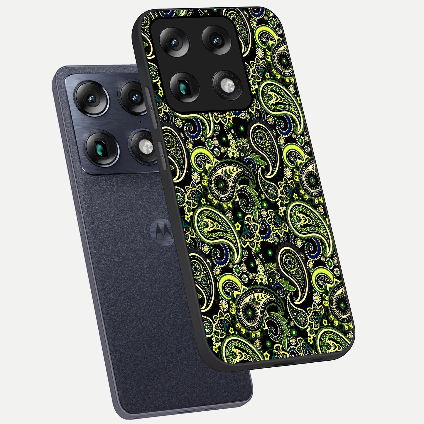  Green Lemon phone case For Moto Signature showing premium glass back cover with detailed artwork