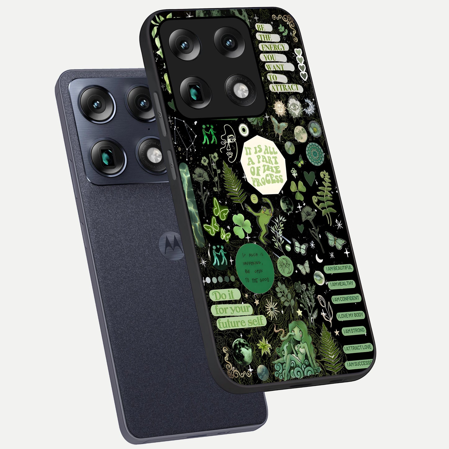  Green Mandala Pattern phone case For Moto Signature showing premium glass back cover with detailed artwork