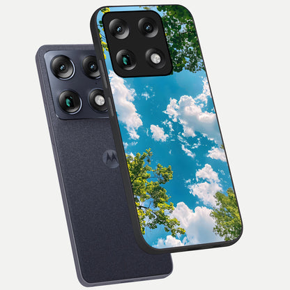  Green Moon Energy phone case For Moto Signature showing premium glass back cover with detailed artwork
