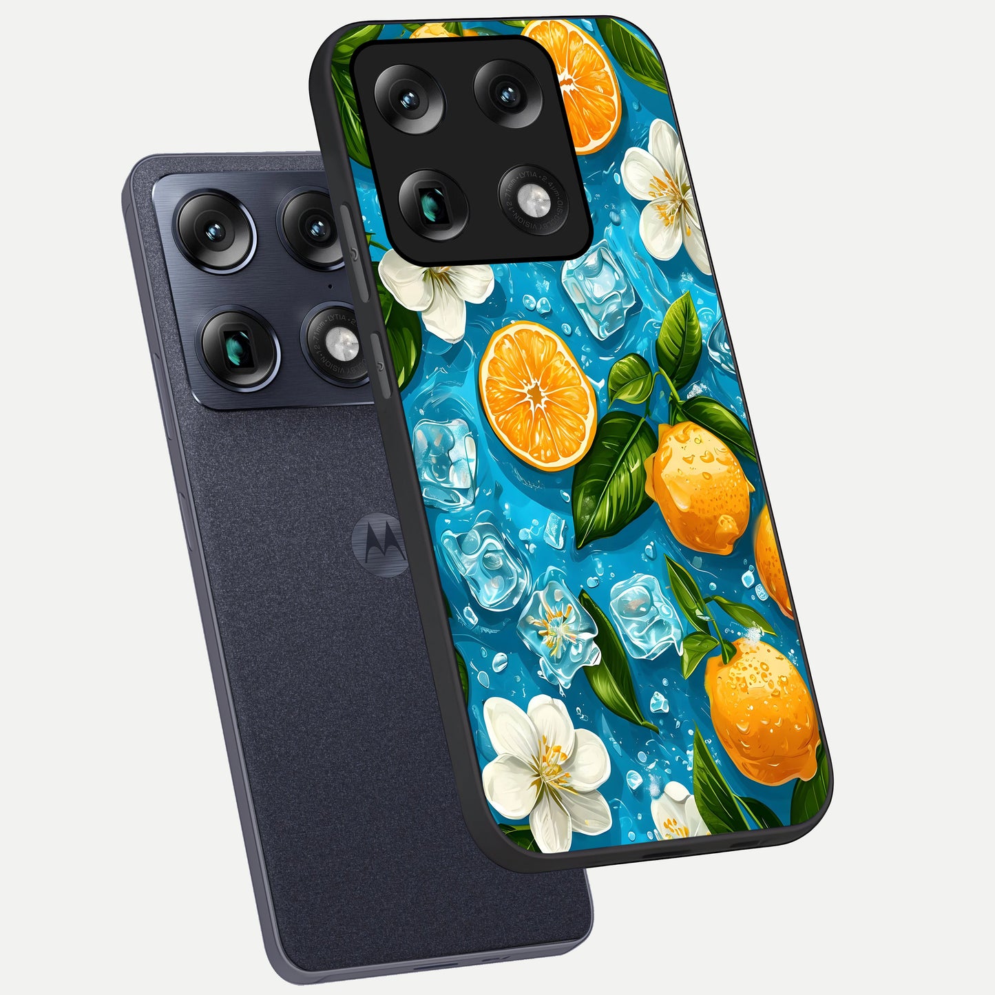  Ice Cube With Orange phone case For Moto Signature showing premium glass back cover with detailed artwork