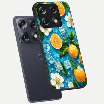  Ice Cube With Orange phone case For Moto Signature showing premium glass back cover with detailed artwork