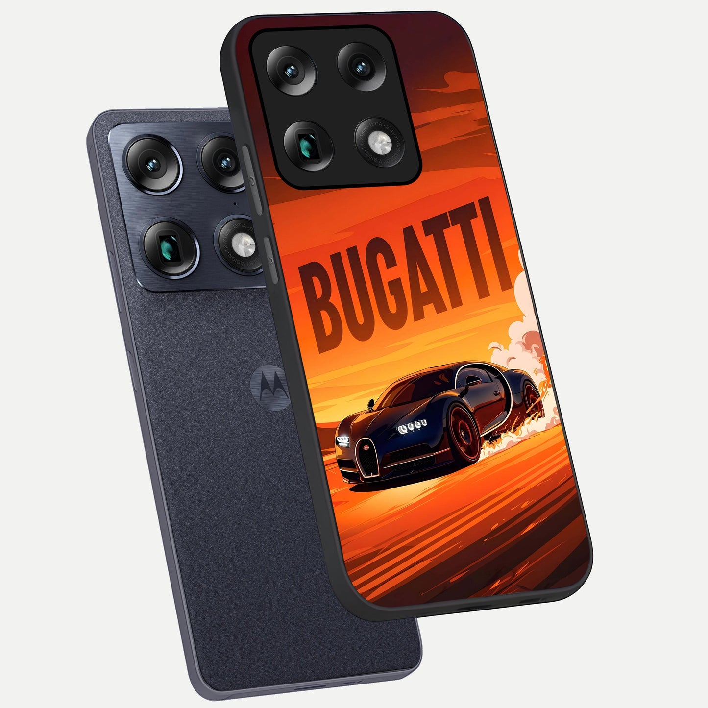  Inferno Bugatti Storm phone case For Moto Signature showing premium glass back cover with detailed artwork