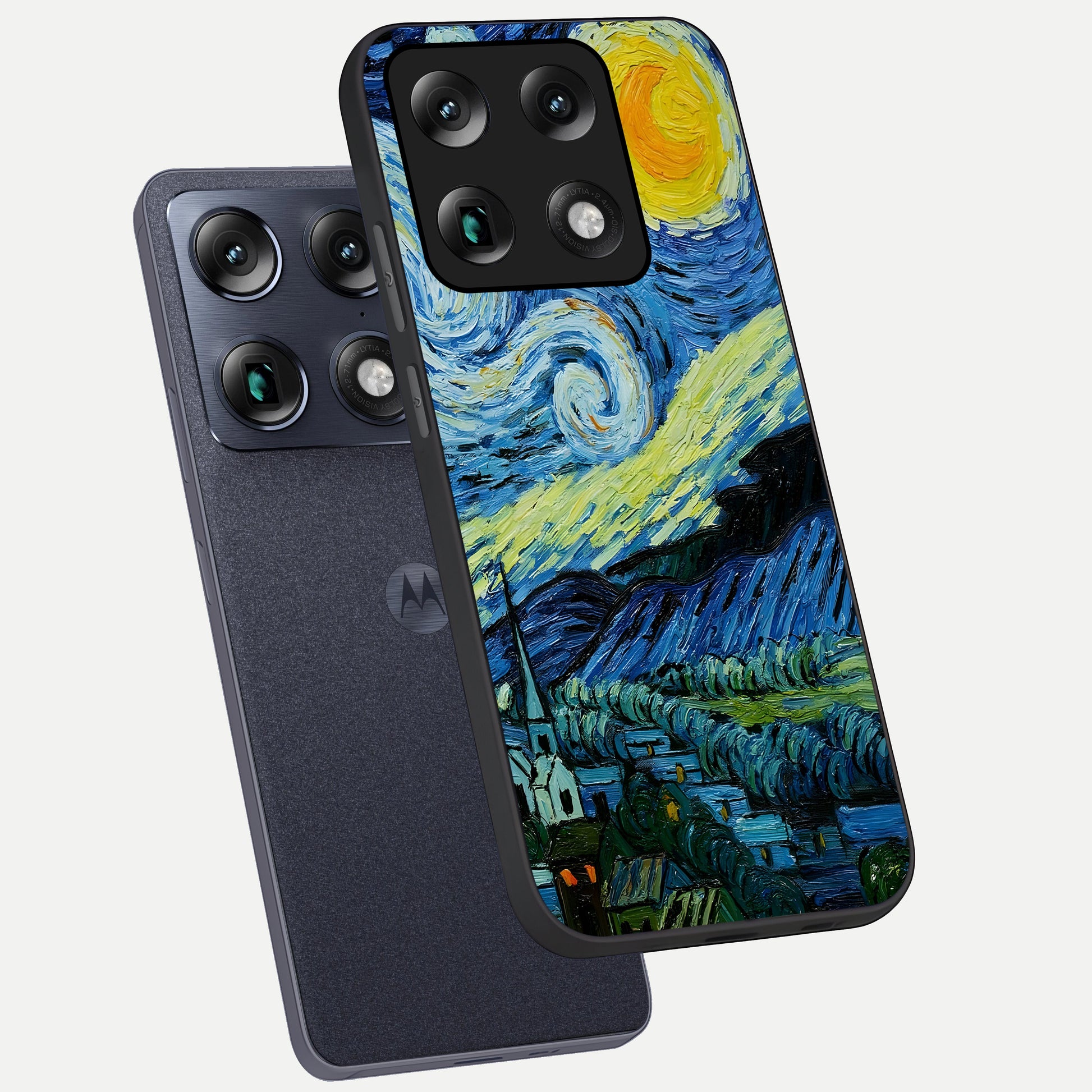  Inspired Van Gogh Art phone case For Moto Signature showing premium glass back cover with detailed artwork