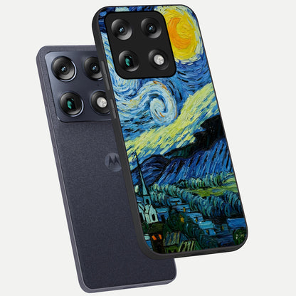  Inspired Van Gogh Art phone case For Moto Signature showing premium glass back cover with detailed artwork