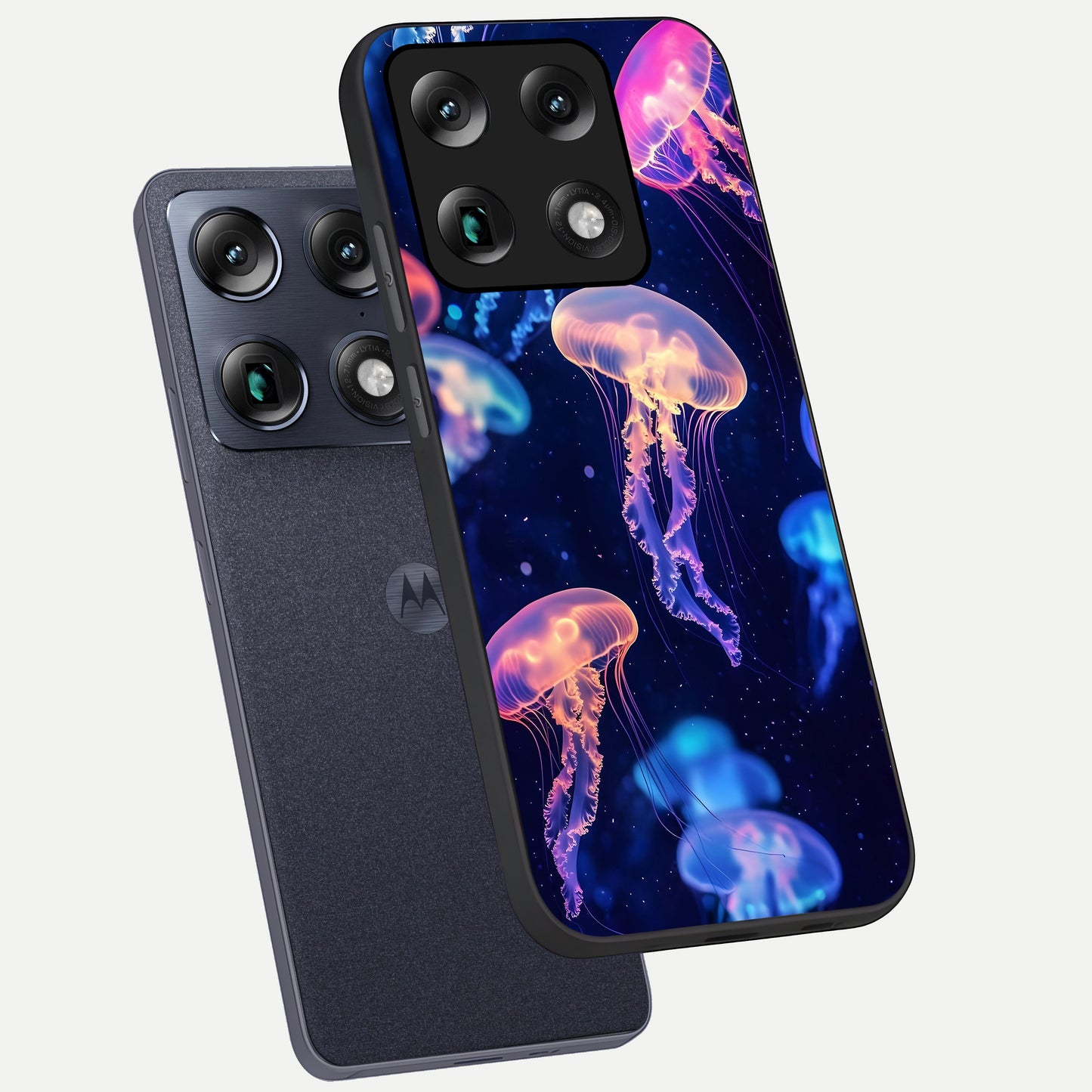  Jellyfish Pattern phone case For Moto Signature showing premium glass back cover with detailed artwork