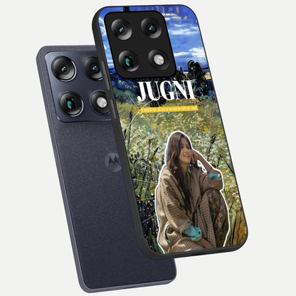  Jugni Soul Vibes phone case For Moto Signature showing premium glass back cover with detailed artwork