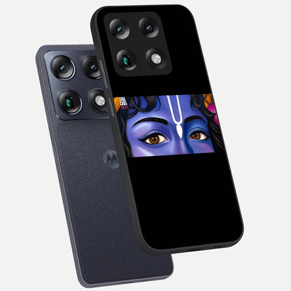 Krishna Eye phone case For Moto Signature showing premium glass back cover with detailed artwork