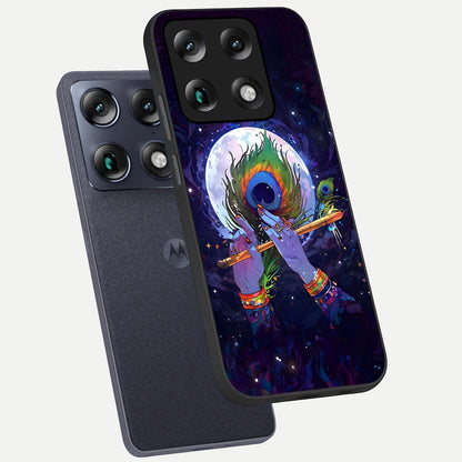  Krishna Hands Art phone case For Moto Signature showing premium glass back cover with detailed artwork