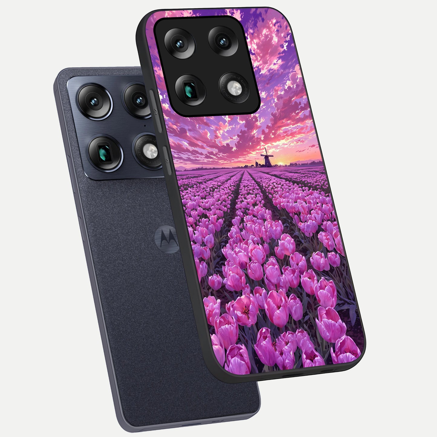  Lavender Dream Skies phone case For Moto Signature showing premium glass back cover with detailed artwork