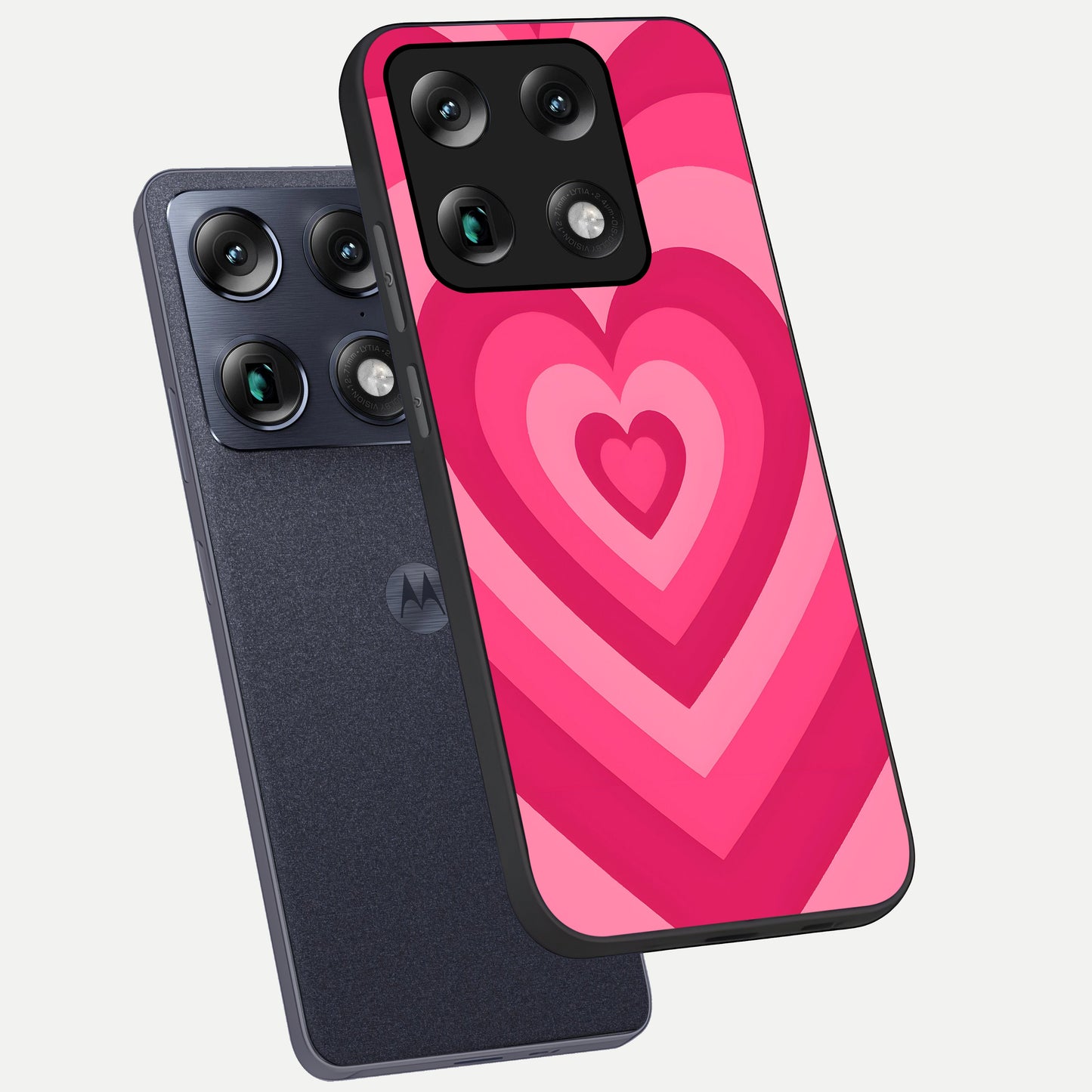  Layered Love Hearts phone case For Moto Signature showing premium glass back cover with detailed artwork