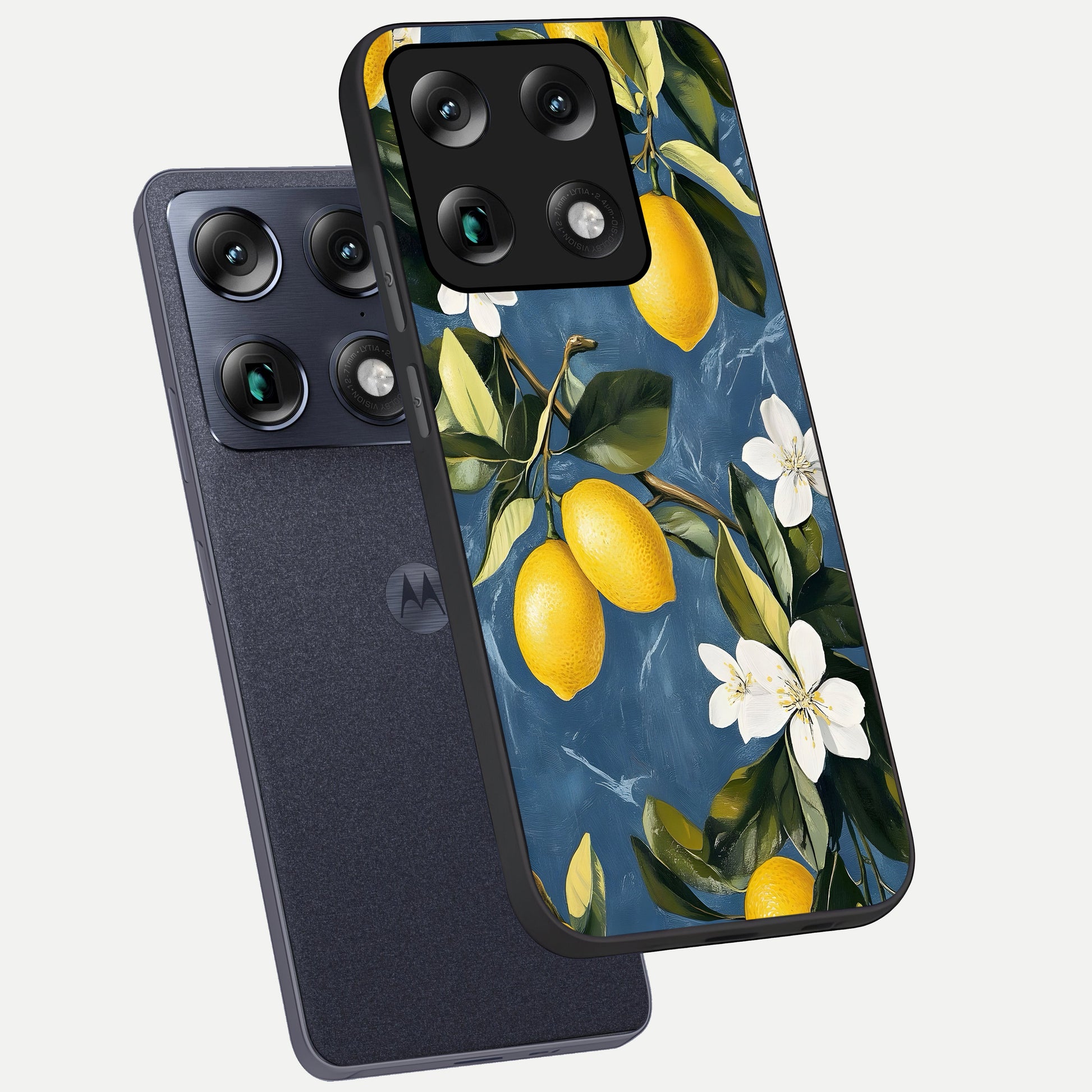  Lemon Dream Garden phone case For Moto Signature showing premium glass back cover with detailed artwork