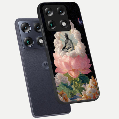  Lotus Divine Peace phone case For Moto Signature showing premium glass back cover with detailed artwork