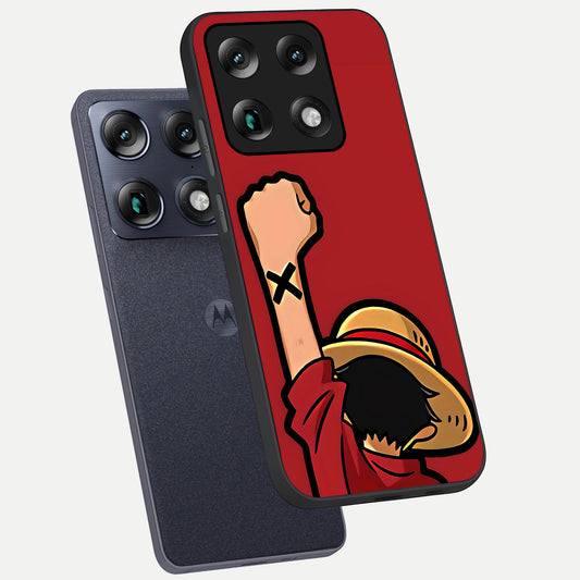  Luffy X Spirit phone case For Moto Signature showing premium glass back cover with detailed artwork