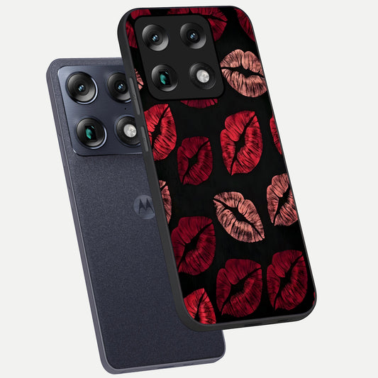  Midnight Kiss Love phone case For Moto Signature showing premium glass back cover with detailed artwork