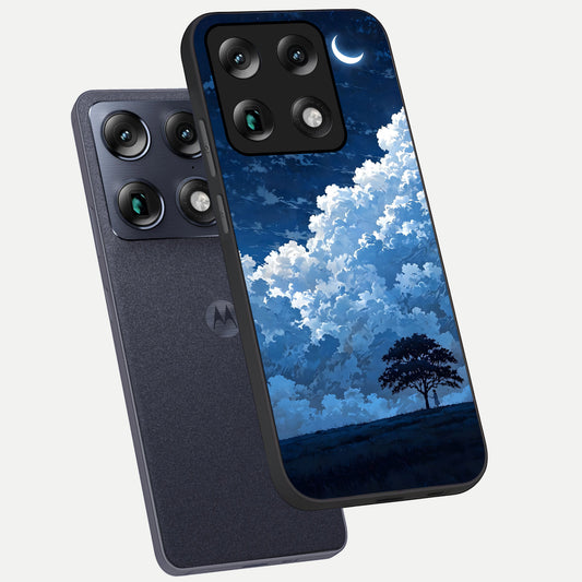  Midnight Sky Serenity phone case For Moto Signature showing premium glass back cover with detailed artwork