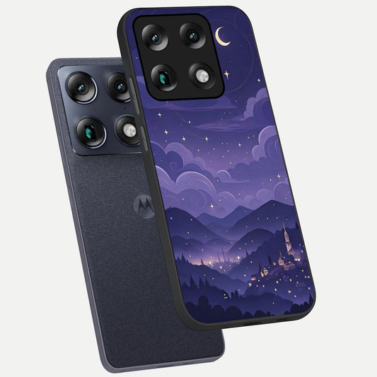  Minimal Night View phone case For Moto Signature showing premium glass back cover with detailed artwork
