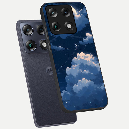  Moon Dream Haze phone case For Moto Signature showing premium glass back cover with detailed artwork