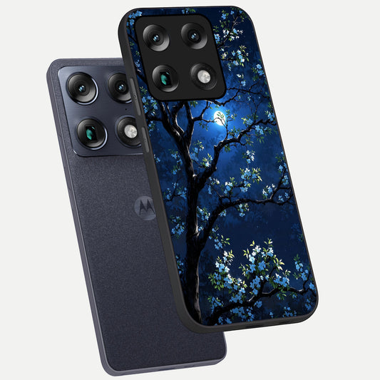  Mystic Floral Night phone case For Moto Signature showing premium glass back cover with detailed artwork