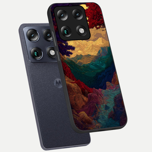  Mystic Valley Light phone case For Moto Signature showing premium glass back cover with detailed artwork