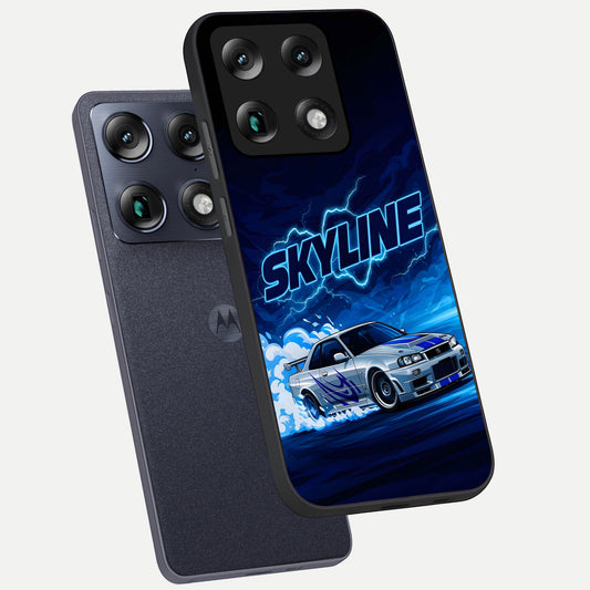  Neon Drift Beast phone case For Moto Signature showing premium glass back cover with detailed artwork