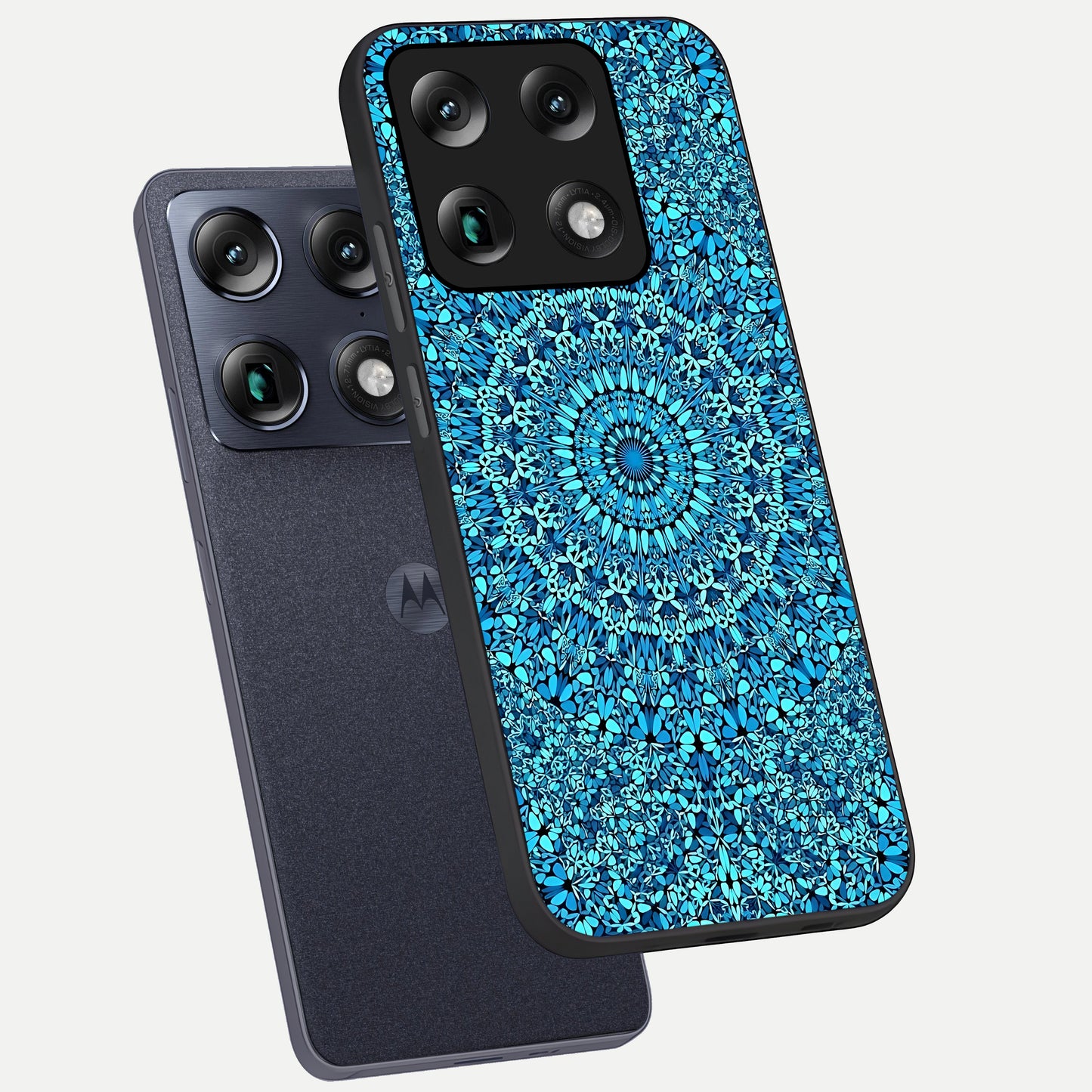  Ocean Bloom Mandala phone case For Moto Signature showing premium glass back cover with detailed artwork