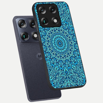  Ocean Bloom Mandala phone case For Moto Signature showing premium glass back cover with detailed artwork