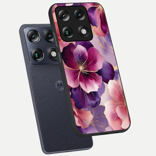  Pink Bouquet Florals phone case For Moto Signature showing premium glass back cover with detailed artwork
