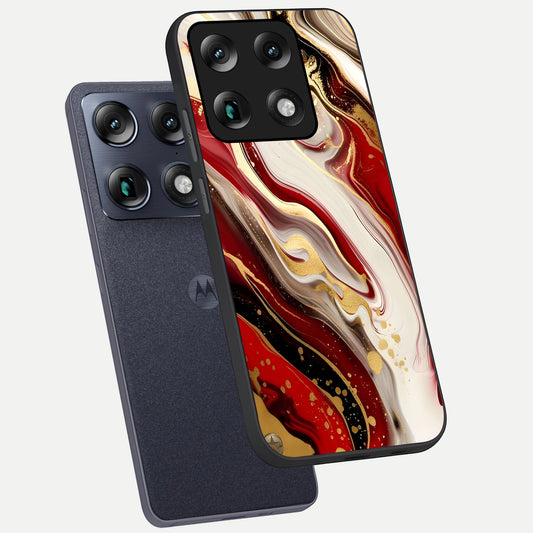  Red And White Marble phone case For Moto Signature showing premium glass back cover with detailed artwork
