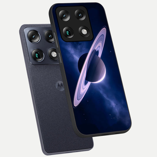  Saturn Ring Mystique phone case For Moto Signature showing premium glass back cover with detailed artwork