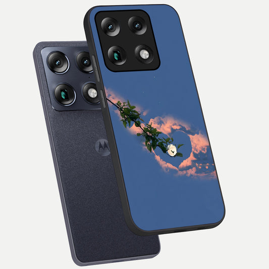  Sky Under Tree phone case For Moto Signature showing premium glass back cover with detailed artwork