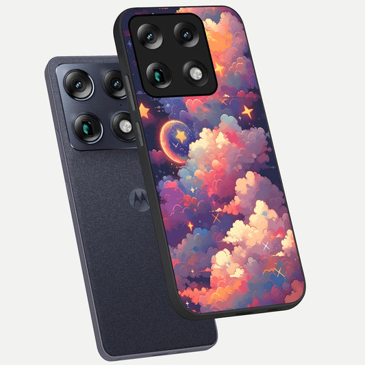  Starlit Dream Clouds phone case For Moto Signature showing premium glass back cover with detailed artwork