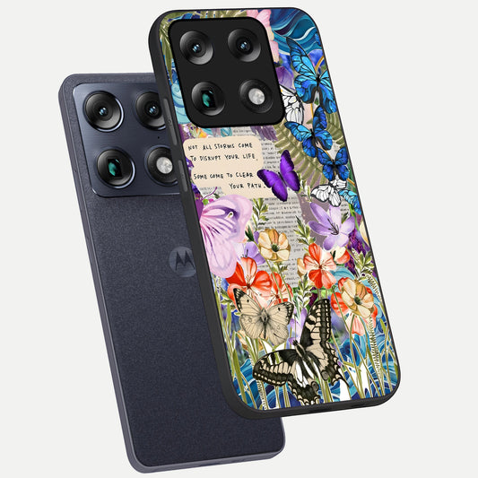  Storm Path Bloom phone case For Moto Signature showing premium glass back cover with detailed artwork
