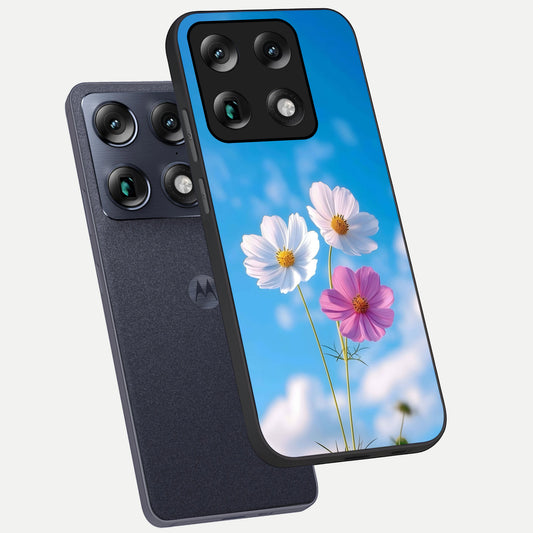  Tripple Flowers With Sky phone case For Moto Signature showing premium glass back cover with detailed artwork