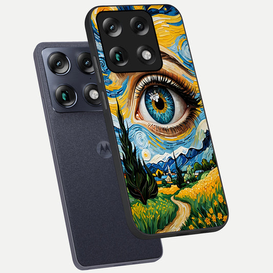  Van Gogh Eye phone case For Moto Signature showing premium glass back cover with detailed artwork