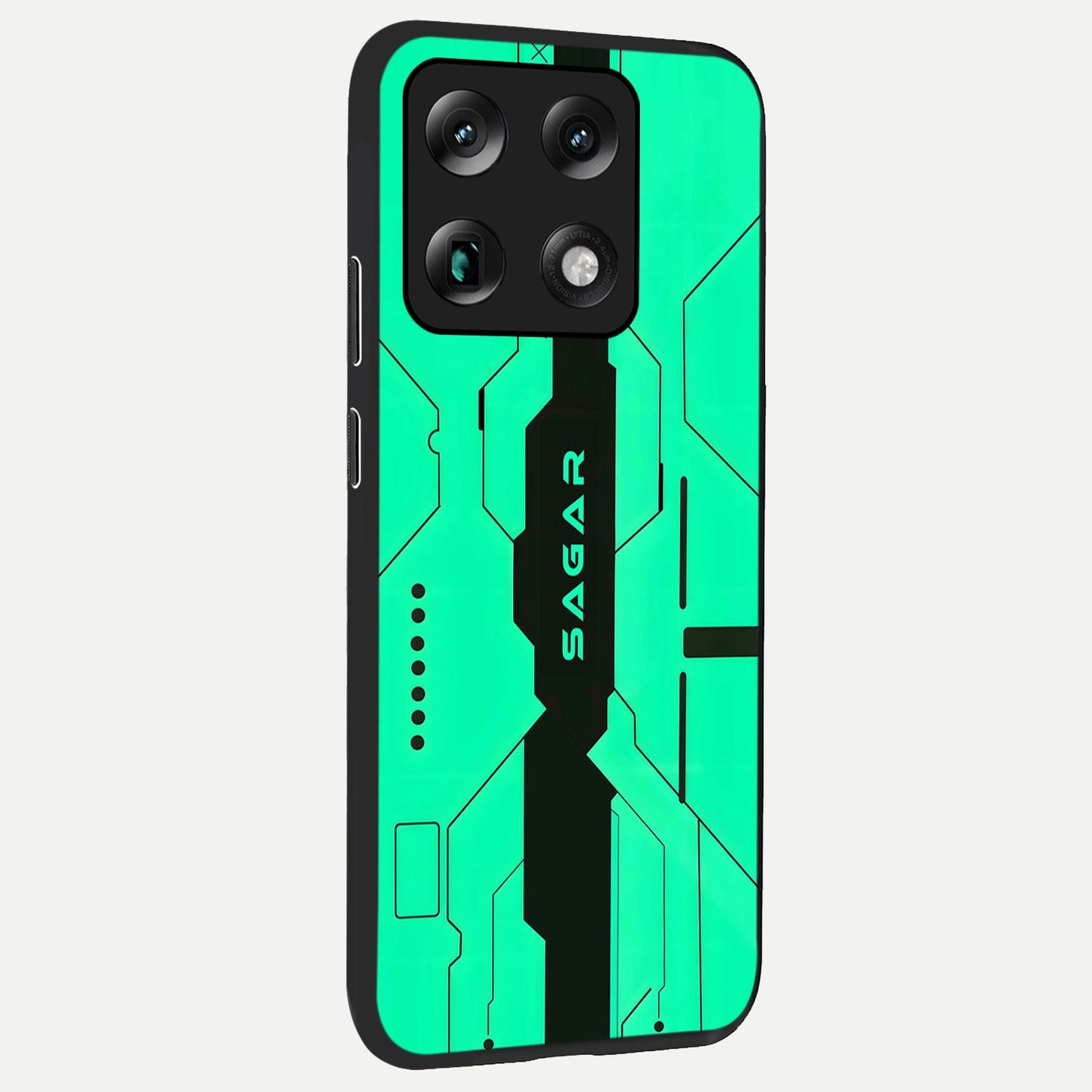  Aqua Tech CYBERPUNK Custom Name back cover For Moto Signature slim fit glass case with vibrant aesthetic design