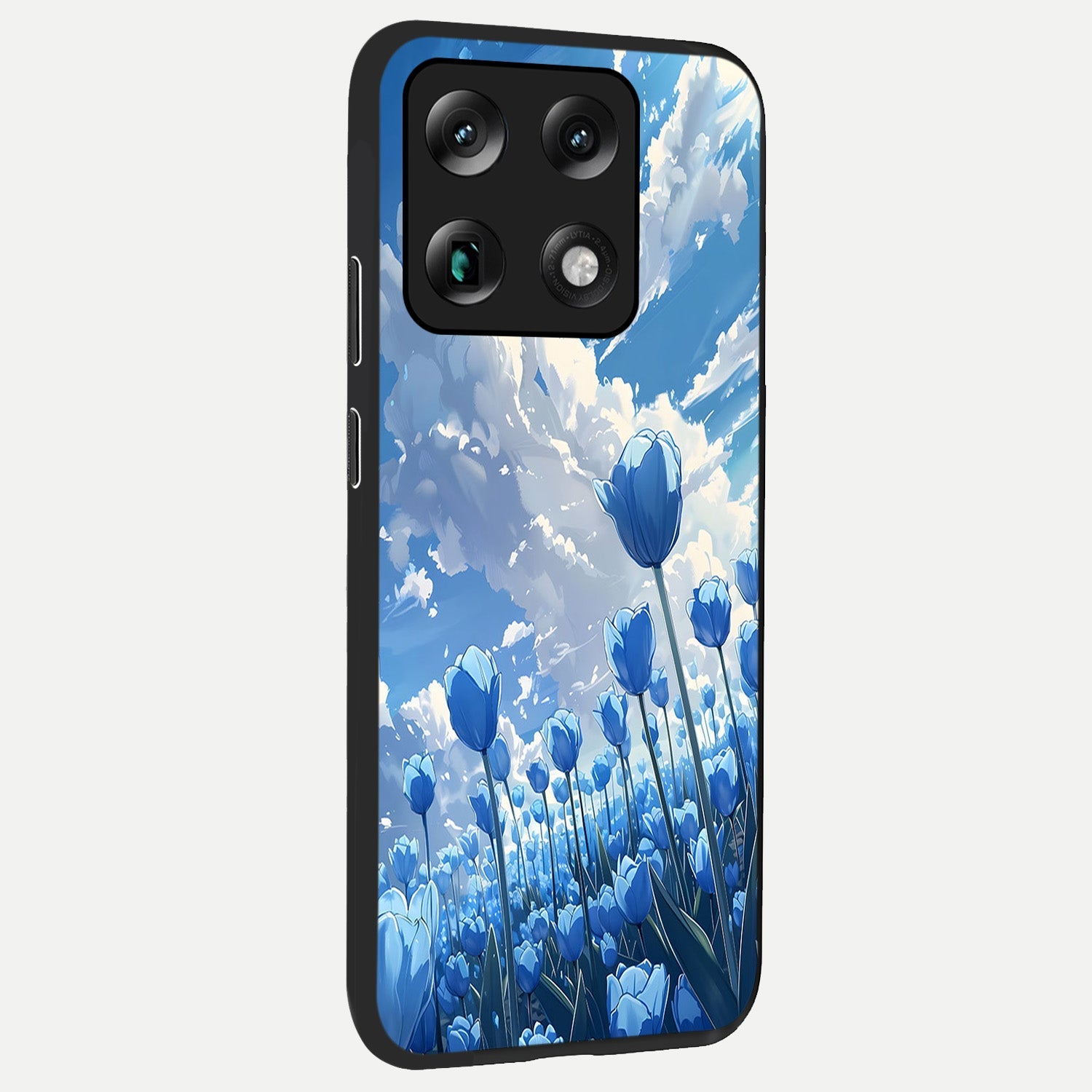  Blue Tulip Clouds back cover For Moto Signature slim fit glass case with vibrant aesthetic design