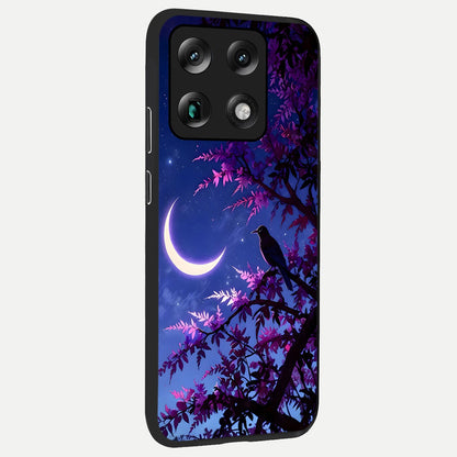  Crow And Moon Scenery back cover For Moto Signature slim fit glass case with vibrant aesthetic design