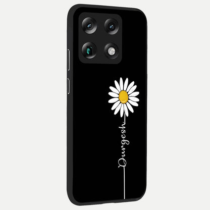  Custom Name White Flower back cover For Moto Signature slim fit glass case with vibrant aesthetic design