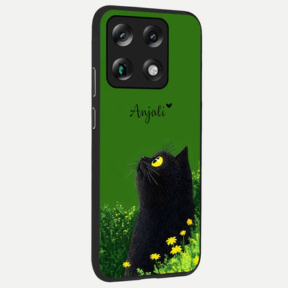  Emerald Cat Custom Name back cover For Moto Signature slim fit glass case with vibrant aesthetic design